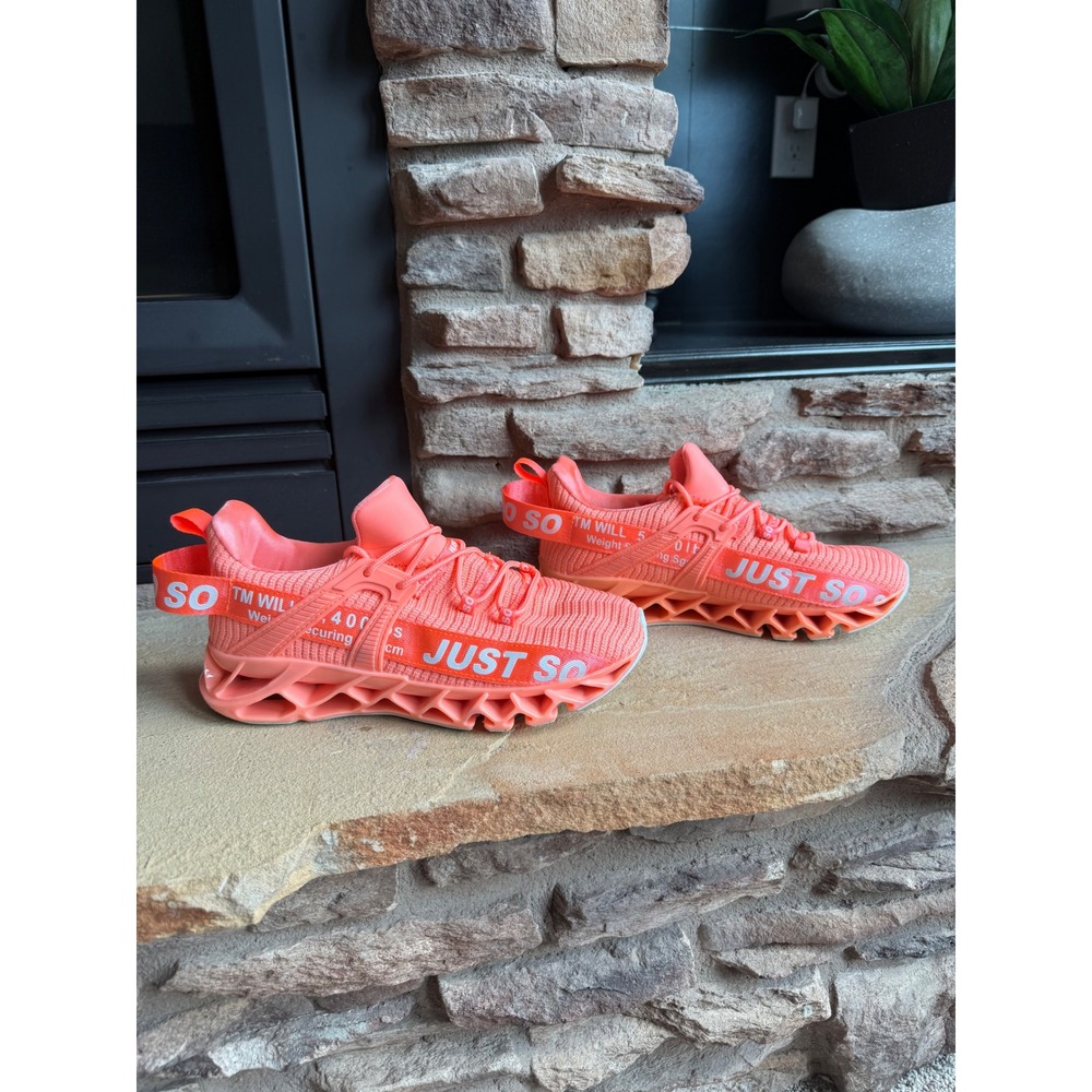 Just So So Womens Running Shoes Neon Orange Coral Blade Sneakers Size 40 Bright
